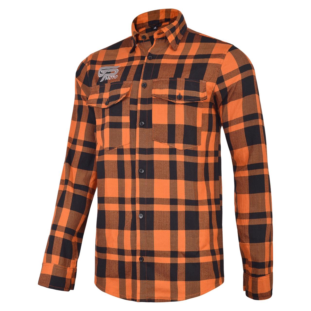 The New Orange And Black Hairing Bone Flannel (Hidden Snap Collor)