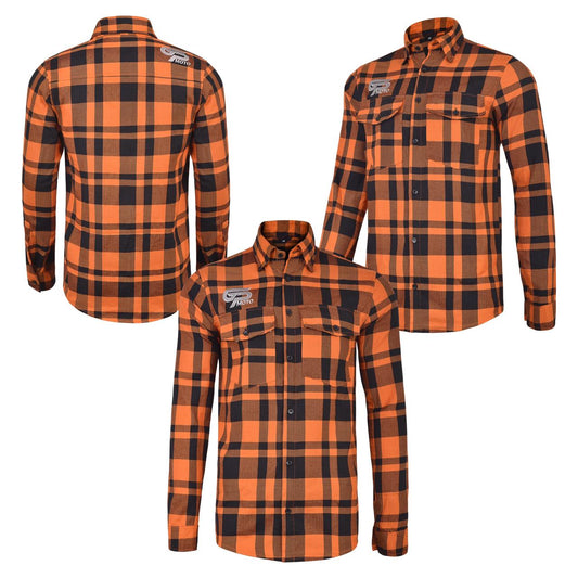 The New Orange And Black Hairing Bone Flannel (Hidden Snap Collor)